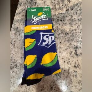 Coca Cola Sprite Crew Socks - Blue, Yellow & Green Lemon Pattern adult size 6-13